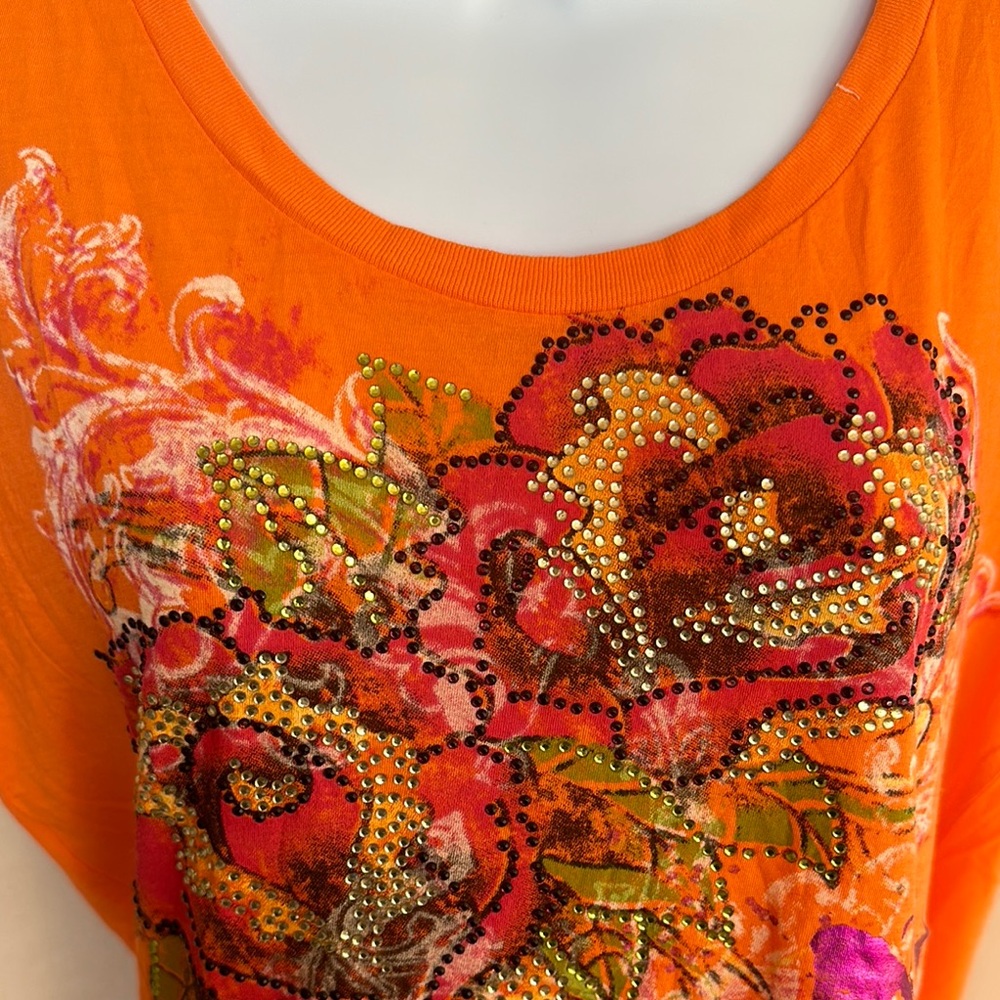 Orange Floral Women's Top - Picture 4 of 8